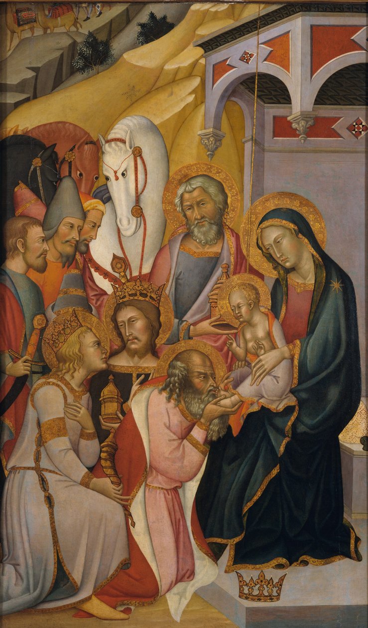 The Adoration of the Magi, c.1390 (tempera och guld på trä) av also Manfredi de Battilori Bartolo di Fredi