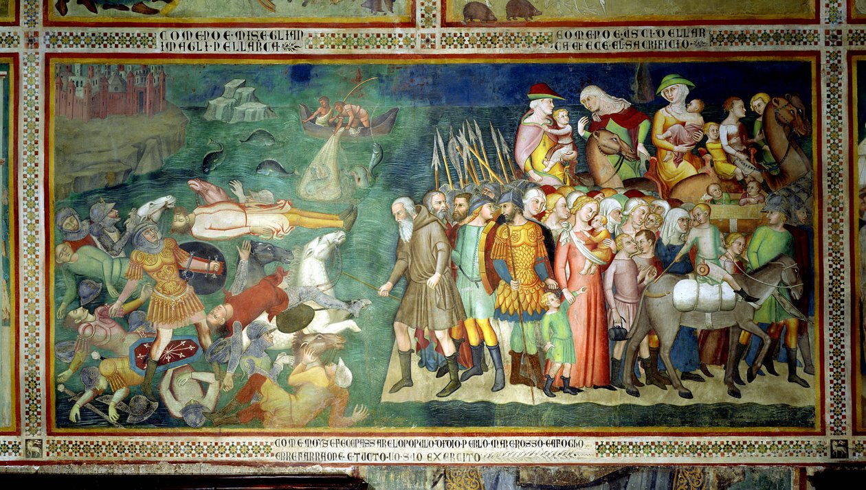 Röda havets delning, 1356-67 av also Manfredi de Battilori Bartolo di Fredi