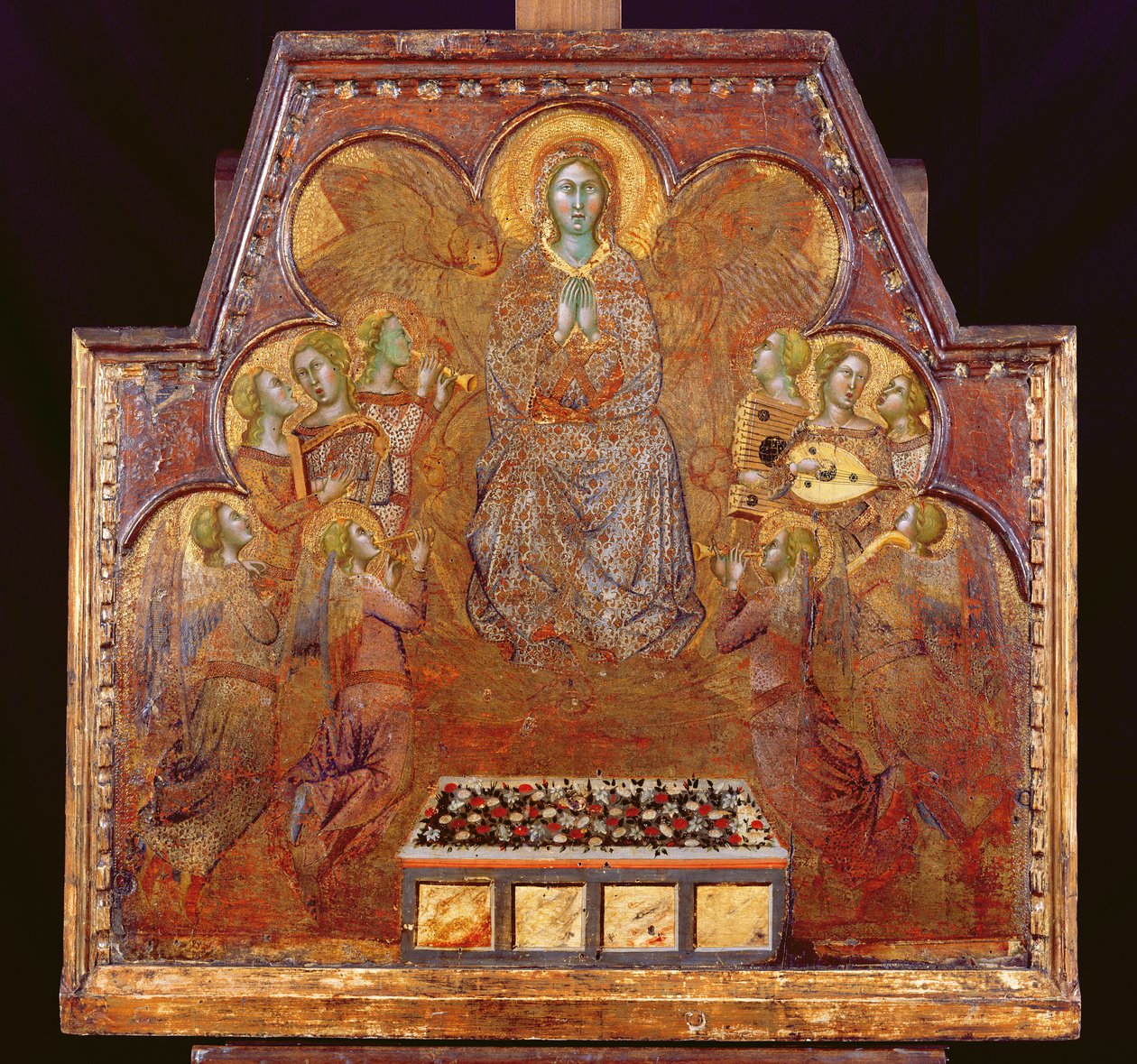 Virgin Surrounded by Angels (tempera och guld på panel) av also Manfredi de Battilori Bartolo di Fredi