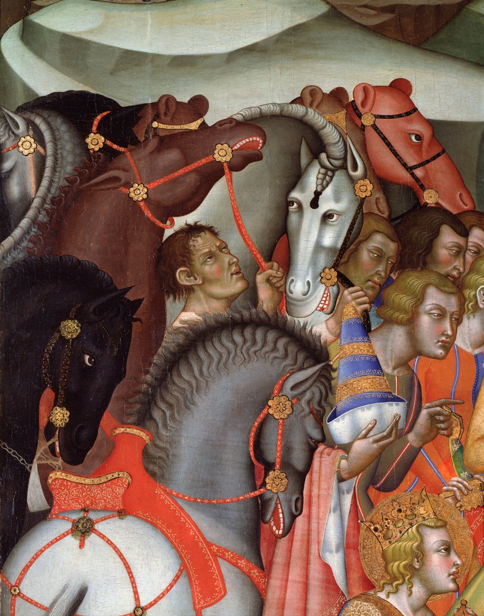 Tillbedjan av Magi, detalj (Målning av also Manfredi de Battilori Bartolo di Fredi