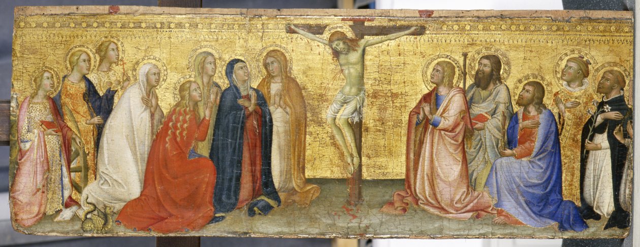Kristus på korset med Maria Magdalena och andra heliga, ca 1360 (tempera på poppelträ) av also Manfredi de Battilori Bartolo di Fredi