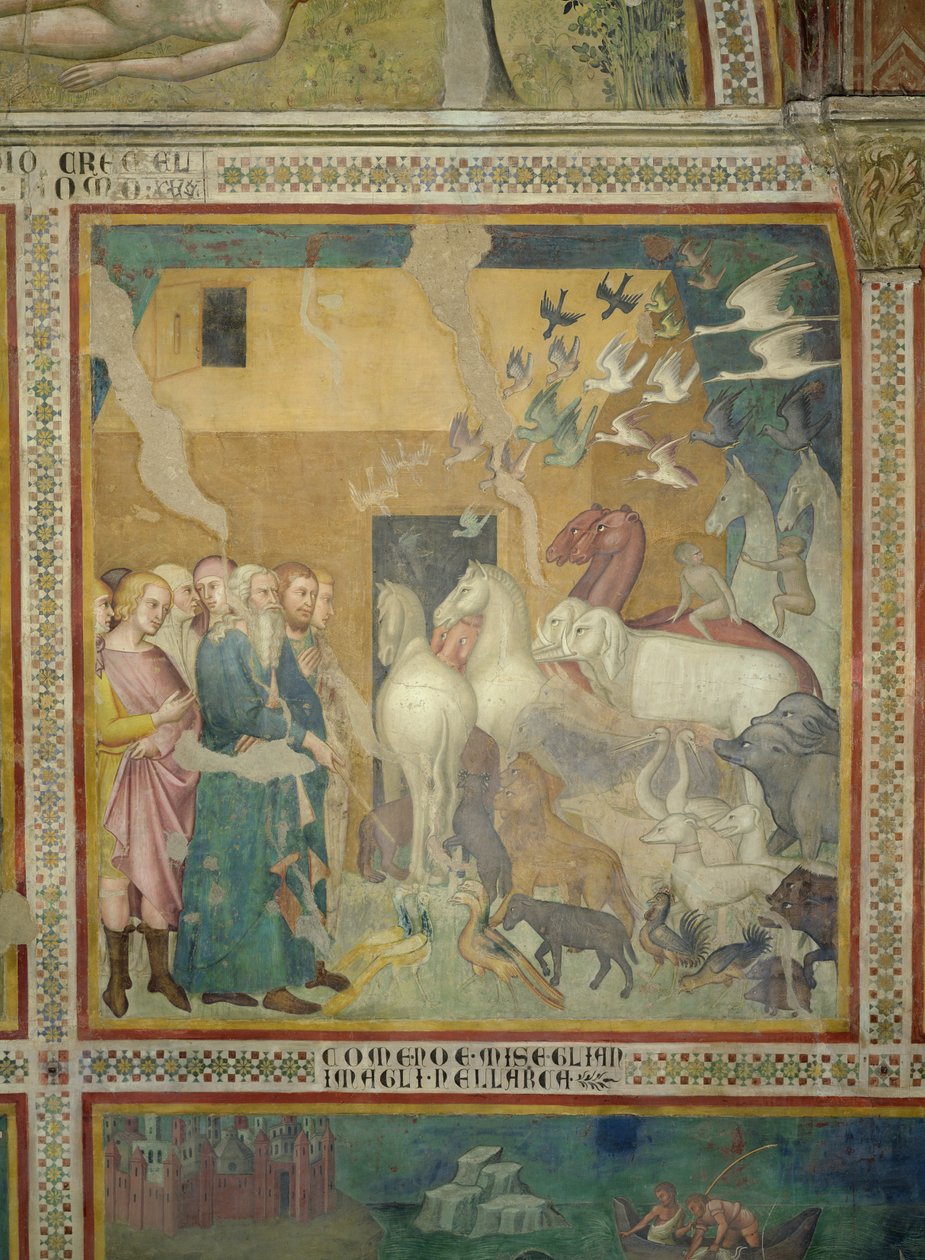 Noah Leading the Animals into the Ark, 1356-67 (se även 59303) av also Manfredi de Battilori Bartolo di Fredi