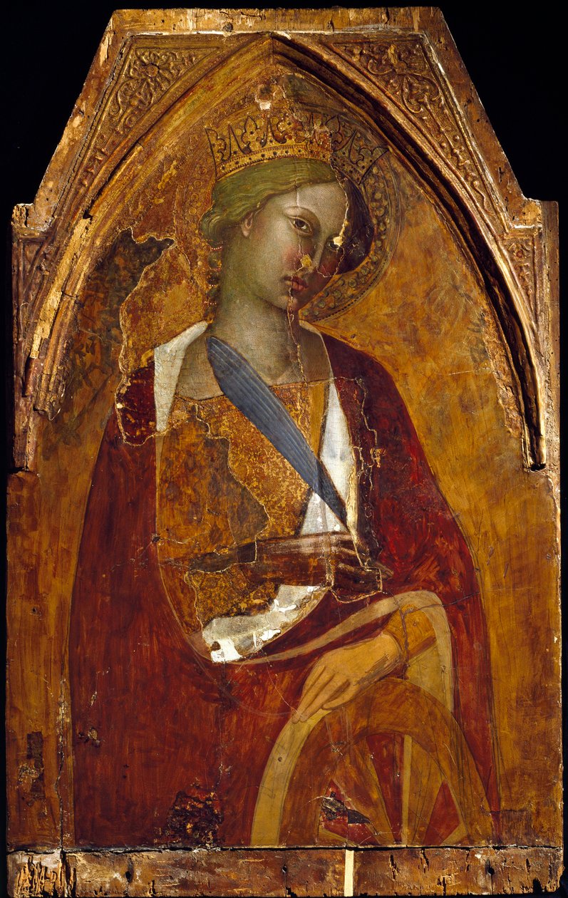 Sankta Katarina av Alexandria Målning av Bartolo di Fredi (ca 1330-1410) 1390 Dim 83x52,5 cm Assisi, Museum of the Treasury of the Basilica of San Francesco. Perkins College av also Manfredi de Battilori Bartolo di Fredi