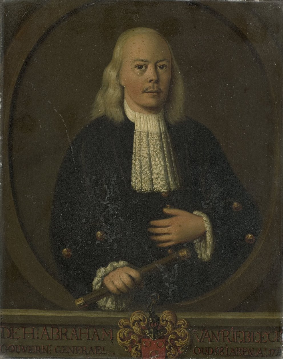 Porträtt av Abraham van Riebeeck, generalguvernör i Nederländska Ostindien av anonymous (copy after)