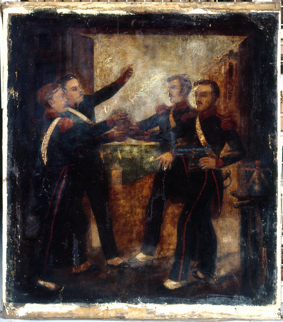 Franska: Aux quatre sergents de La Rochelle. Värdinnans skylt. 3, boulevard Beaumarchais, 4:e arrondissementet, Paris av anonymous 