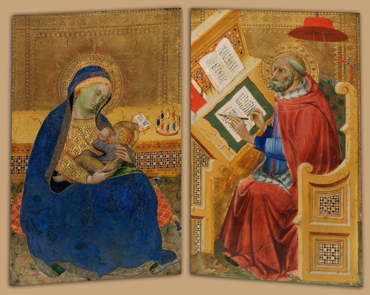 Madonna of Humility and st. Jerome  av attributed to Benedetto di Bindo