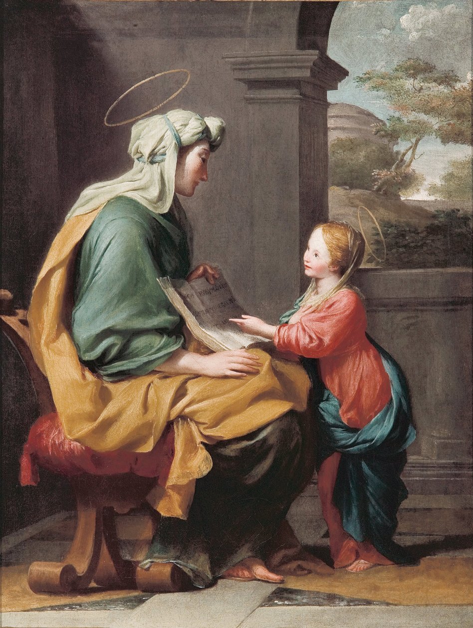The Education of the Virgin Mary  av Giovanni Francesco Romanelli