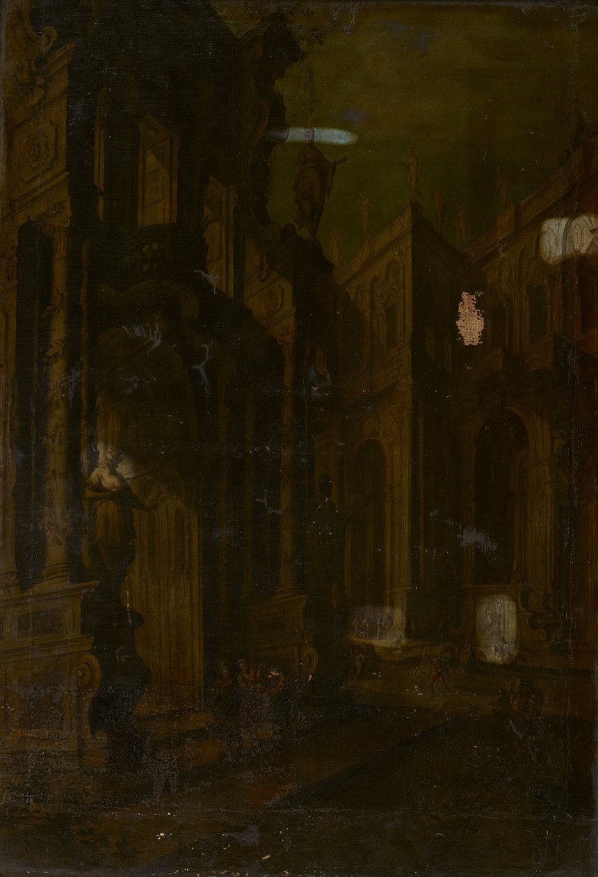 Architectural Fantasy, Still Life av attributed to Vincenzo dal Re