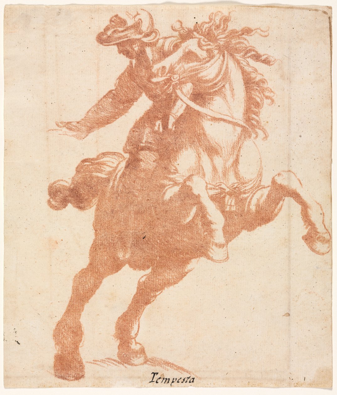 Uppfödande häst och ryttare av attributed to Antonio Tempesta