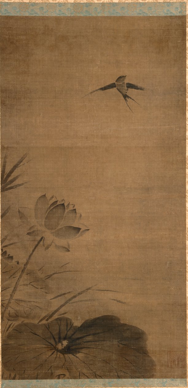 Svala och Lotus av attributed to Fachang Muqi
