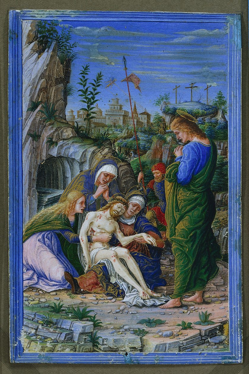 Enkelt blad från en timbok: Pieta av attributed to Francesco dai Libri
