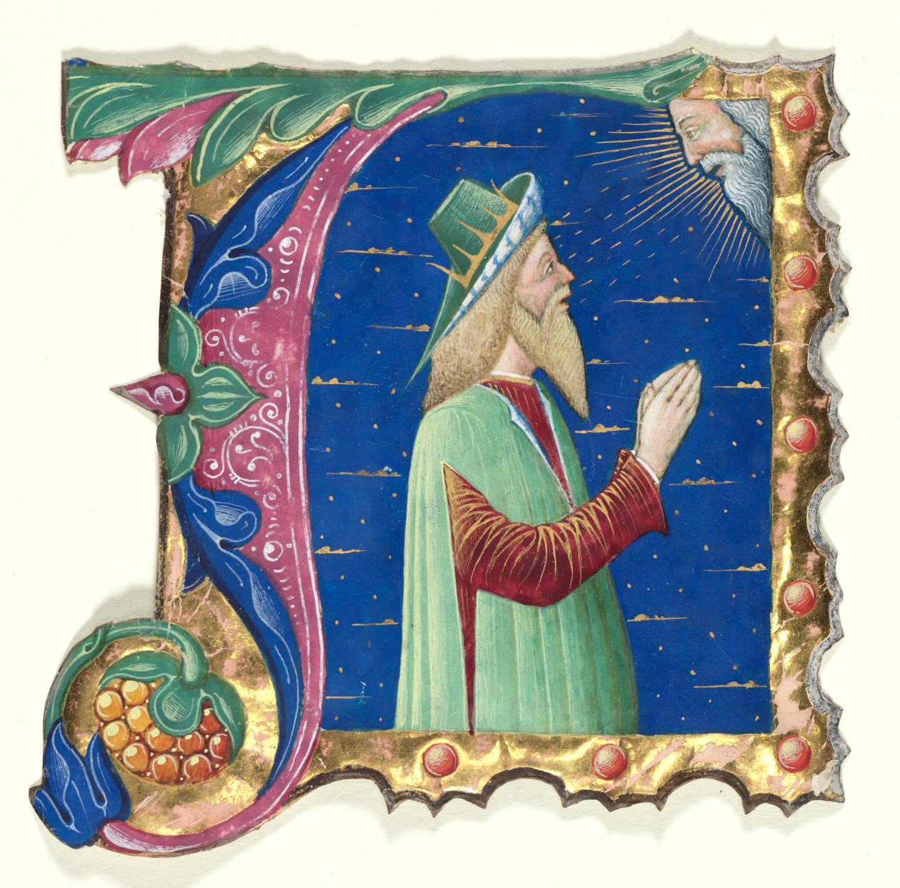 Initial A från en körbok med kung David av attributed to Guglielmo Giraldi del Magri [or