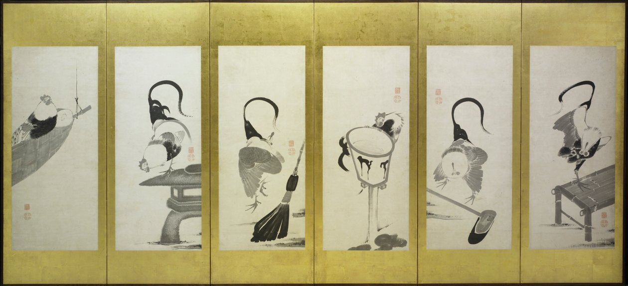 Tuppar och höns av attributed to Itō Jakuchū