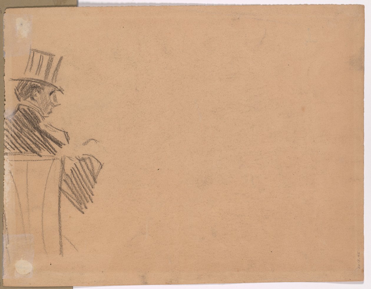 Höger profil av man som bär hög hatt (verso) av attributed to Jean Louis Forain