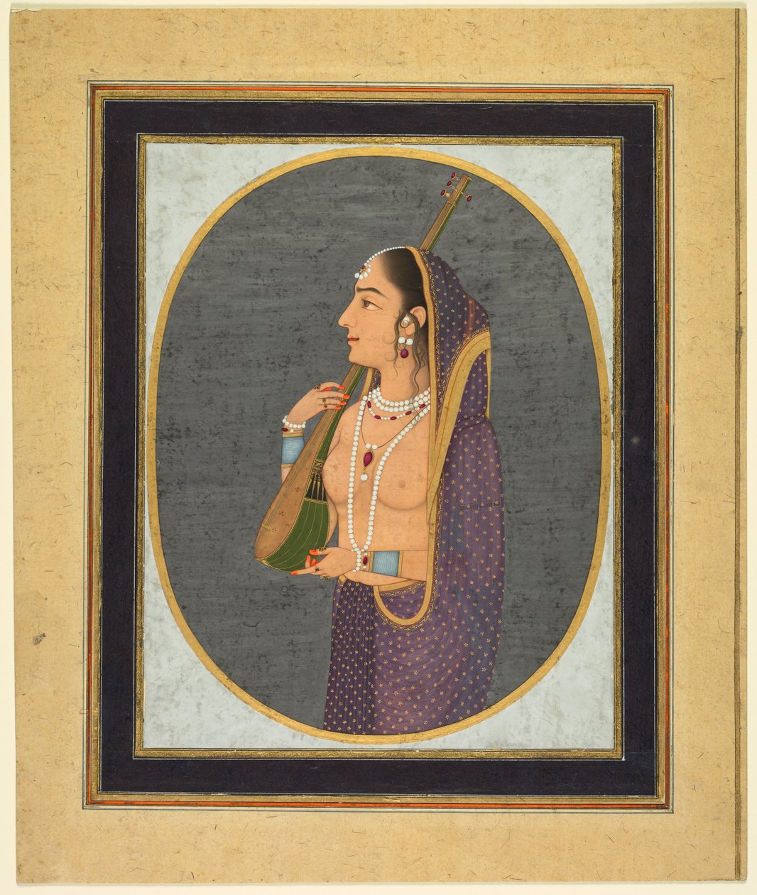 Hovdam som sjunger och spelar vina av attributed to Muhammad Rizavi Hindi