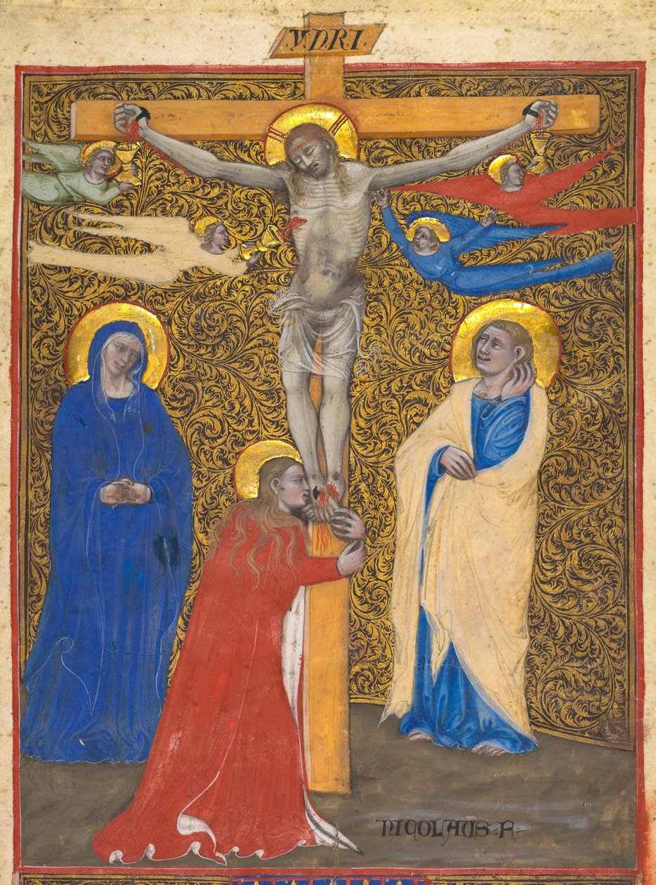 Single Leaf from a Missal: The Crucifixion av attributed to Nicolò da Bologna