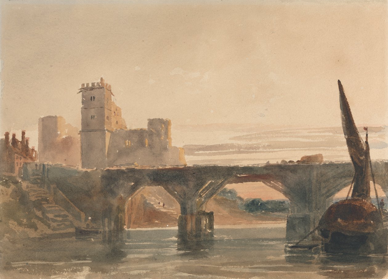 Chepstow Castle från bron av attributed to Peter DeWint