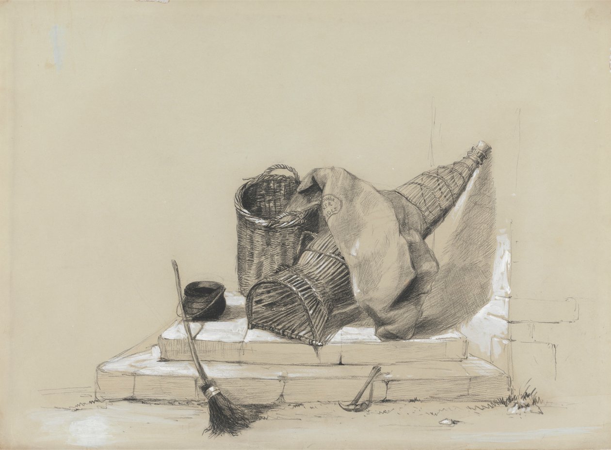 Stilleben med kvast av attributed to Peter DeWint