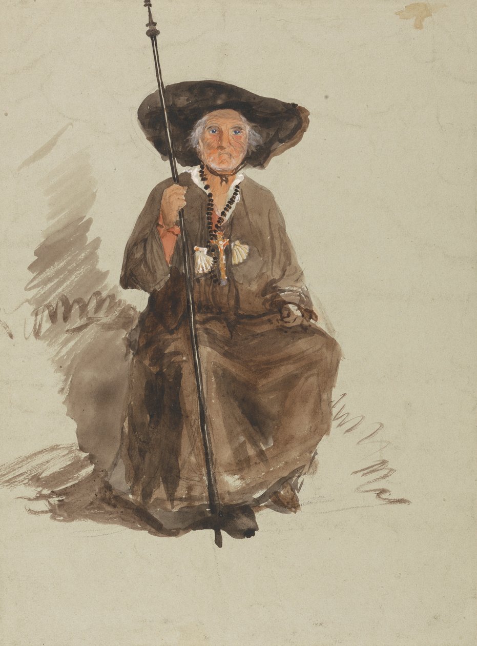 Studie av en pilgrim av attributed to Samuel Palmer