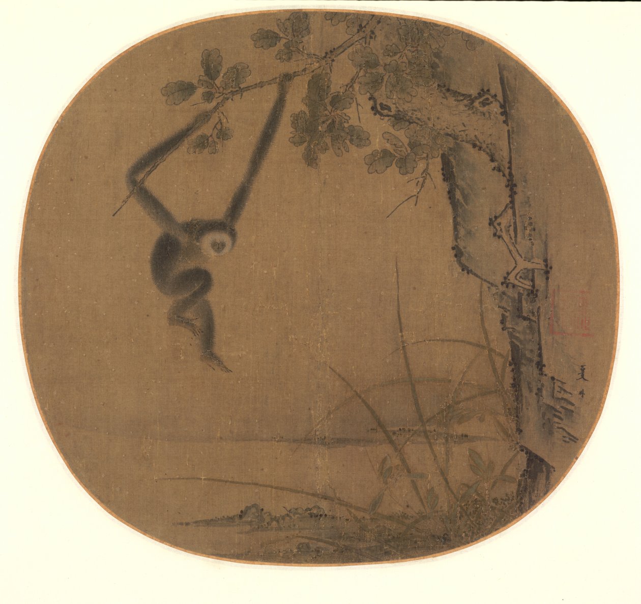 Svängande Gibbon av attributed to Xia Gui