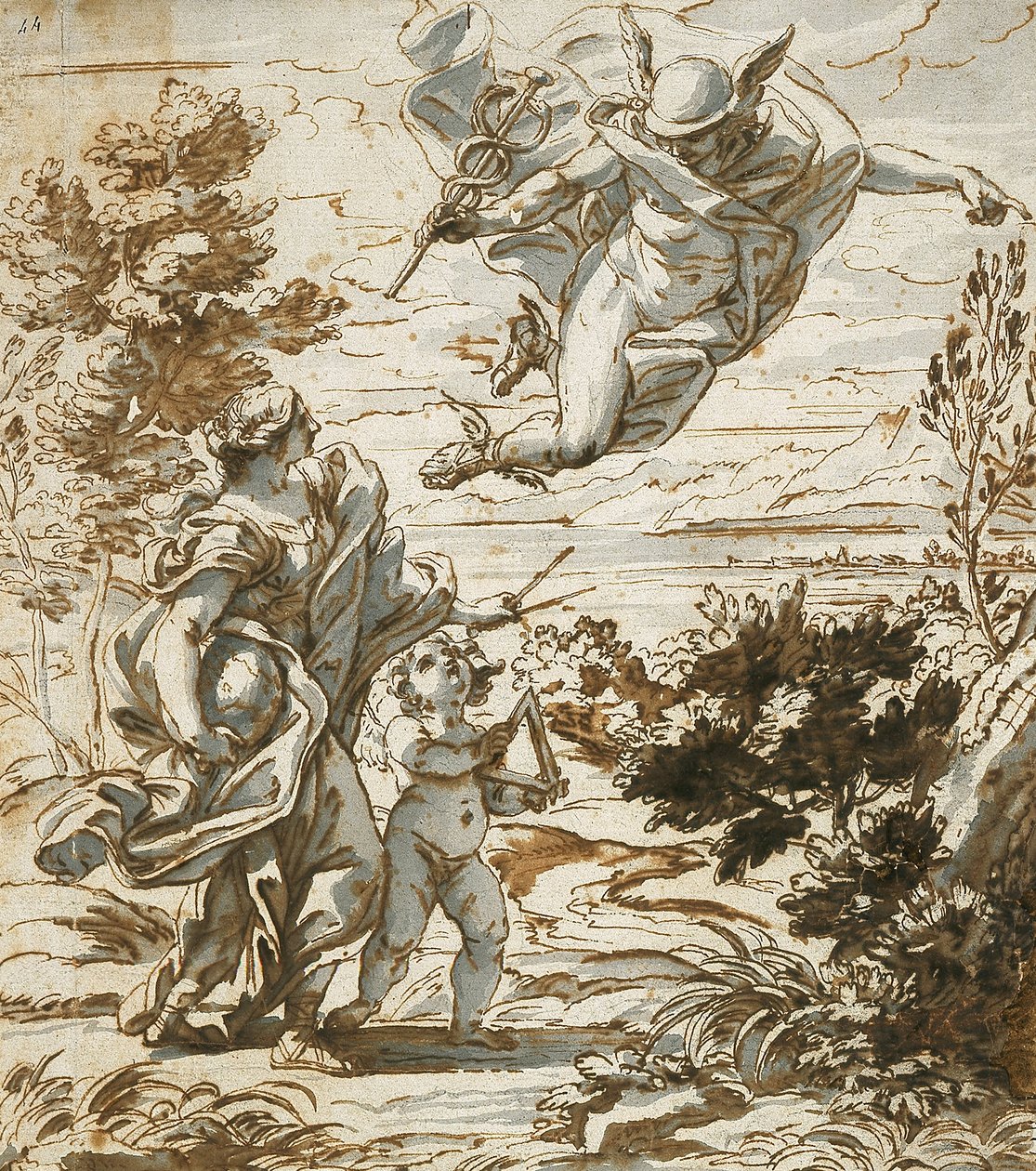 Merkurius ledande geografi av Giovanni Battista Gaulli