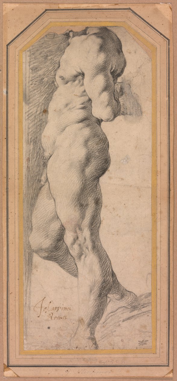 Studie av en stående manlig nakenbild av called Cavaliere d