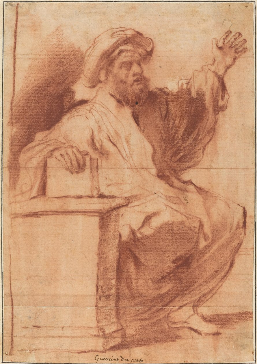 Sittande profet av called Guercino Follower of Giovanni Francesco Barbieri