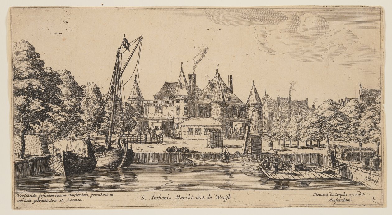 S. Anthonis Marckt met de Waegh, från vyer över Amsterdam av called Zeeman Reinier Nooms