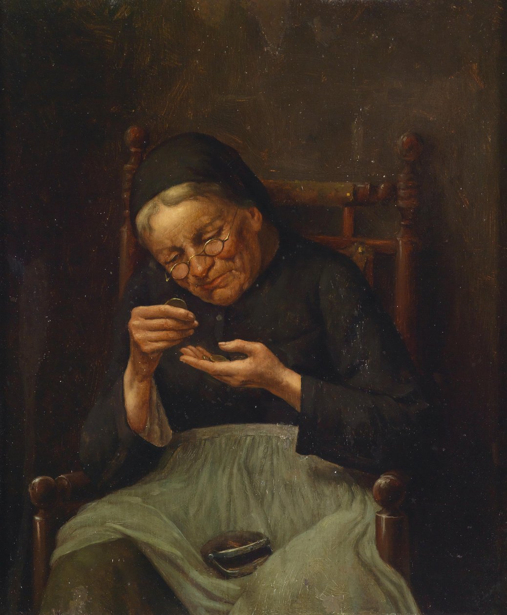 Geldzählendes Mütterchen av circle of Johann Georg Meyer