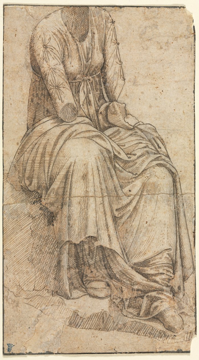 Kopia av en romersk staty av en sittande kvinna av circle of Domenico Ghirlandaio