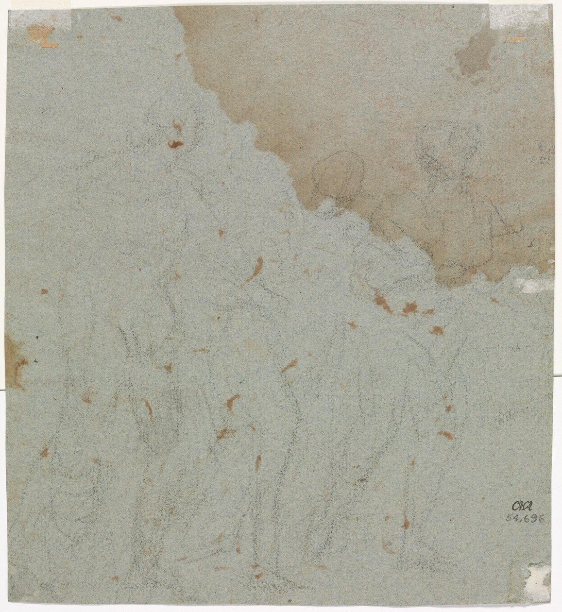 Skiss för Lot och hans döttrar (verso) av circle of Pietro da Cortona