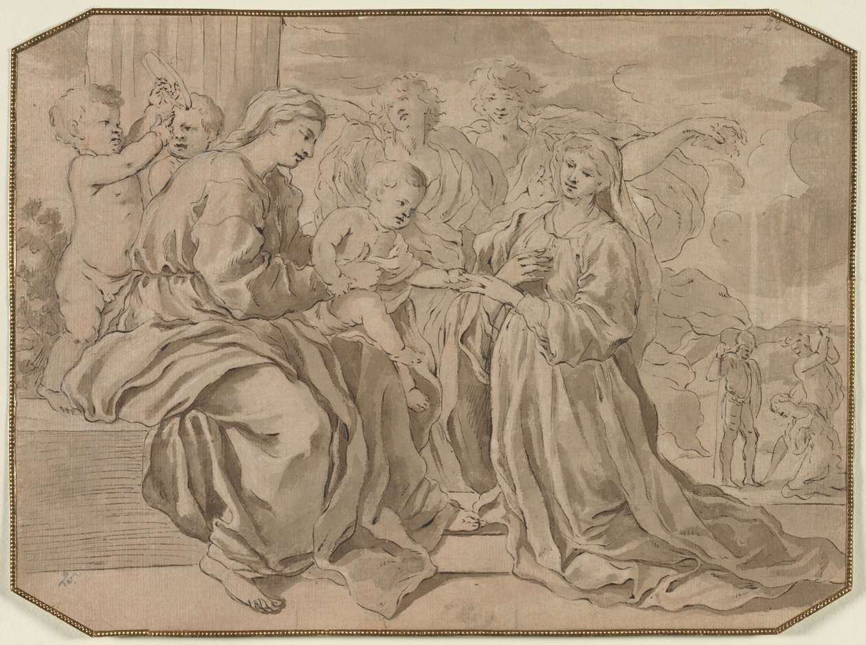 St. Catherines mystiska äktenskap av copy after Nicolas Poussin