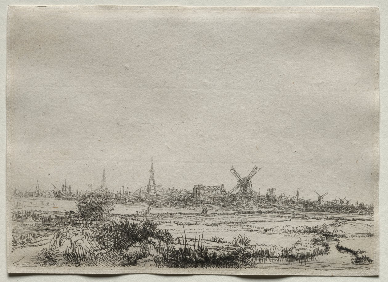 Kopia av utsikten över Amsterdam från nordväst av copy after Rembrandt van Rijn