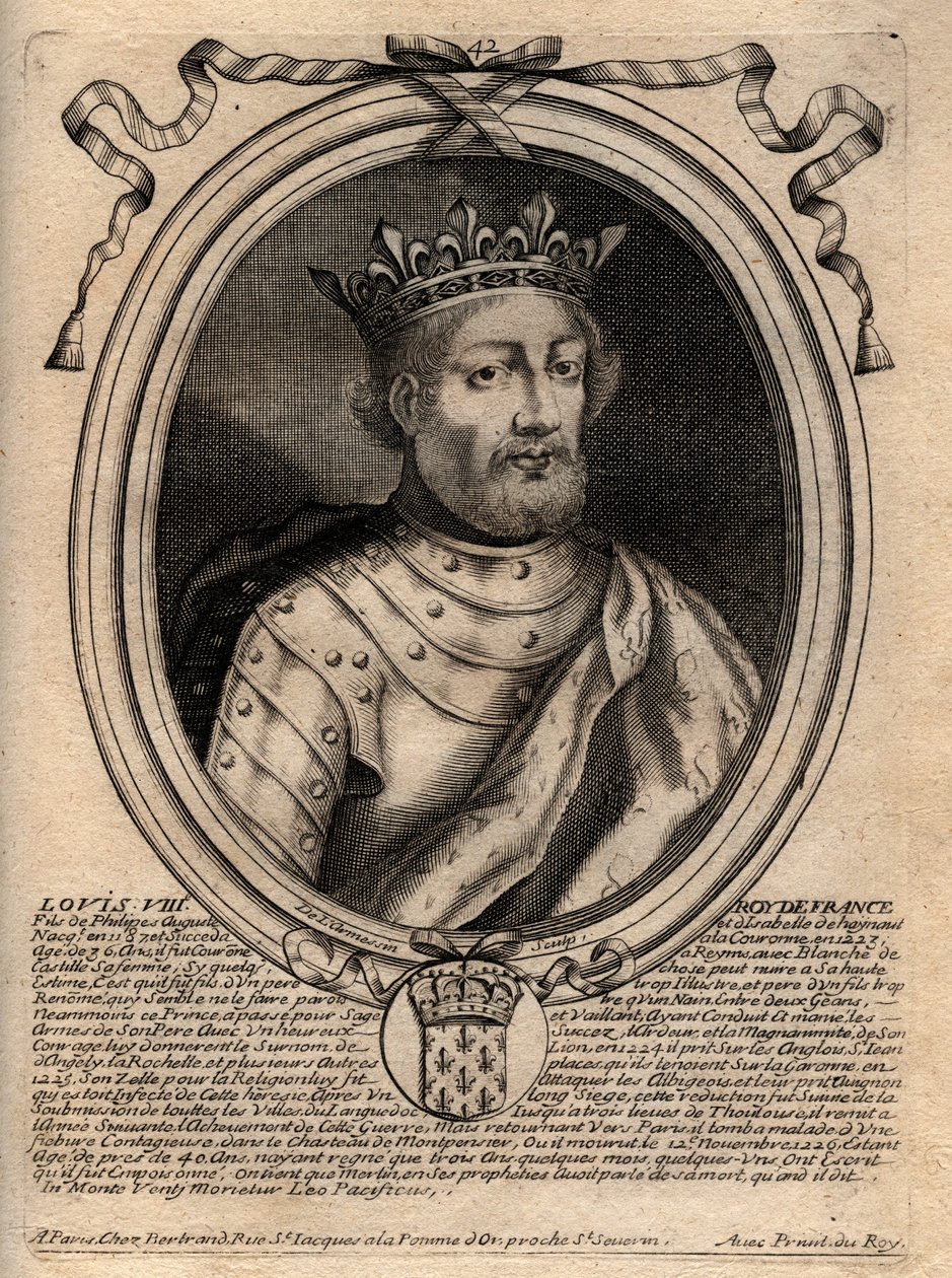 Porträtt av Ludvig VIII (1187 - 1226), Frankrikes kung - Ludvig VIII (1187-1226) Frankrikes kung - gravyr från 