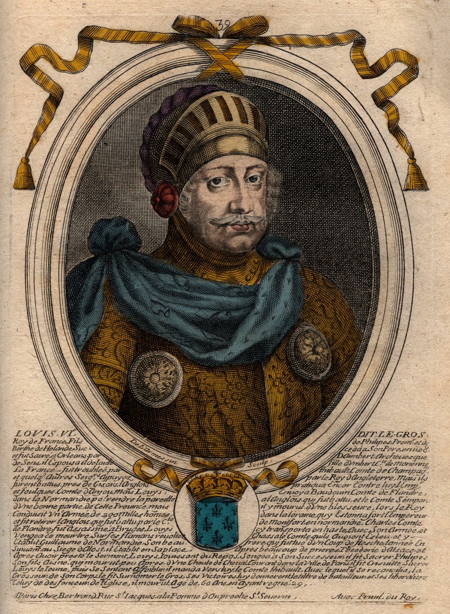Portrait of Louis VI, called The Fat - engraving from 