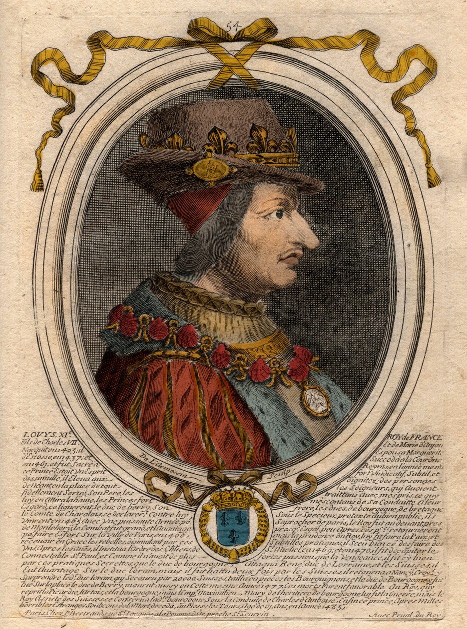 Portrait of Louis XI (1423-1483), King of France - Portrait of Louis XI of France (1423-1483), King of France - engraving from 