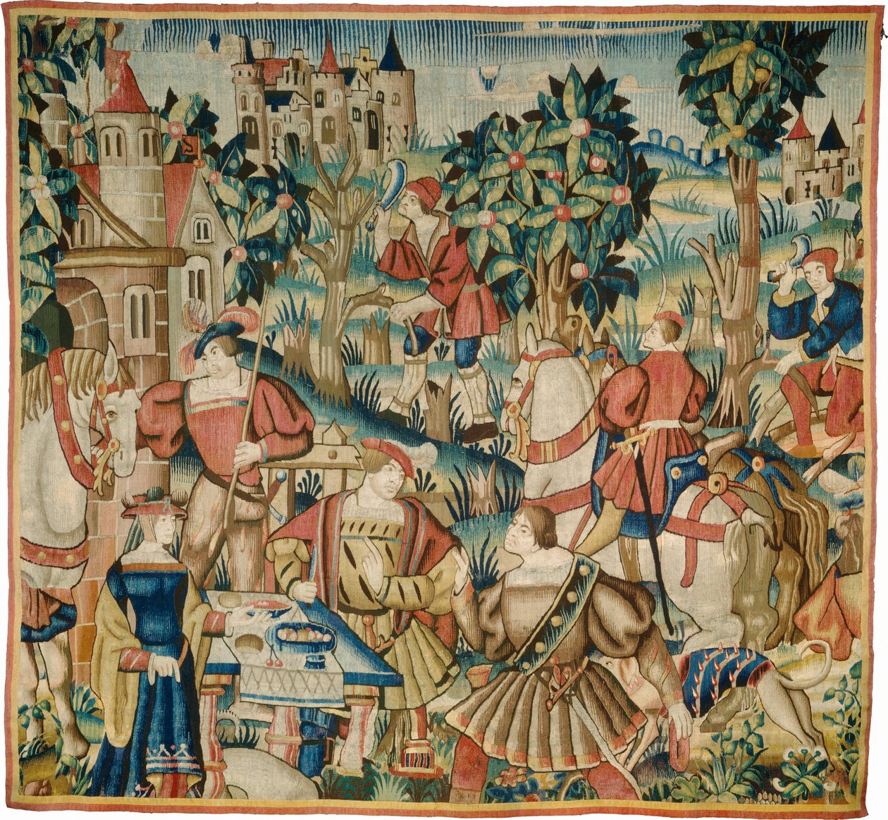 Återkomsten från jakten av design and cartoon Flemish 16th Century, probably Tournai; woven in Tournai in an undetermined workshop