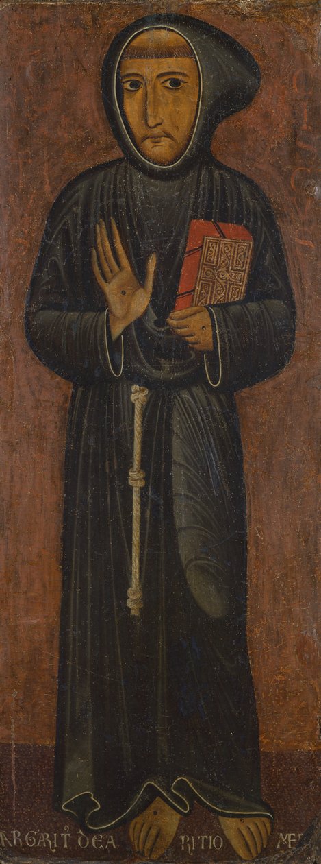 Representation av Saint Francis of Assisi (målning på trä) av di Magnano da Arezzo Margaritone