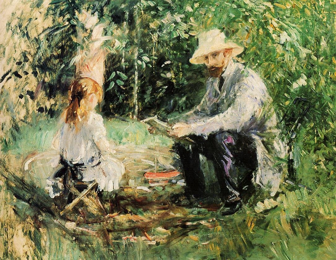 Eugène Manet et sa fille au jardin av Édouard Manet