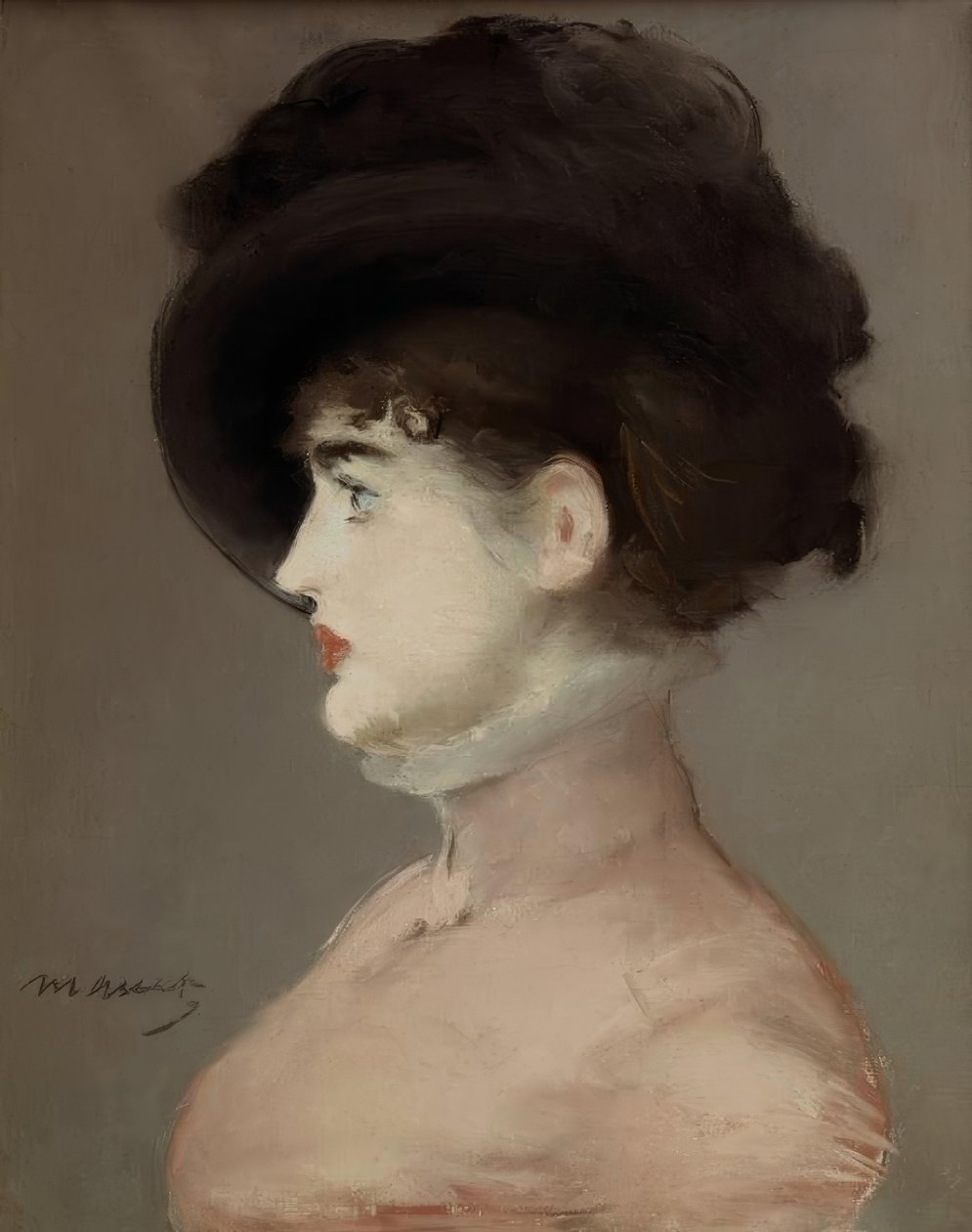 Kvinnan i den svarta hatten: Porträtt av Irma Brunner, La Vien av Édouard Manet