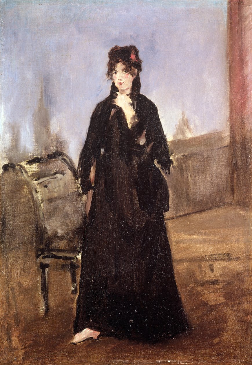 Porträtt av Berthe Morisot (1841-95) i rosa skor, 1872 av Édouard Manet