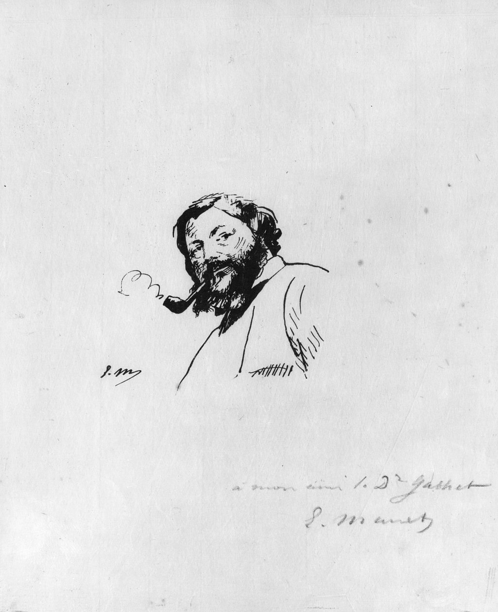Porträtt av Gustave Courbet av Édouard Manet