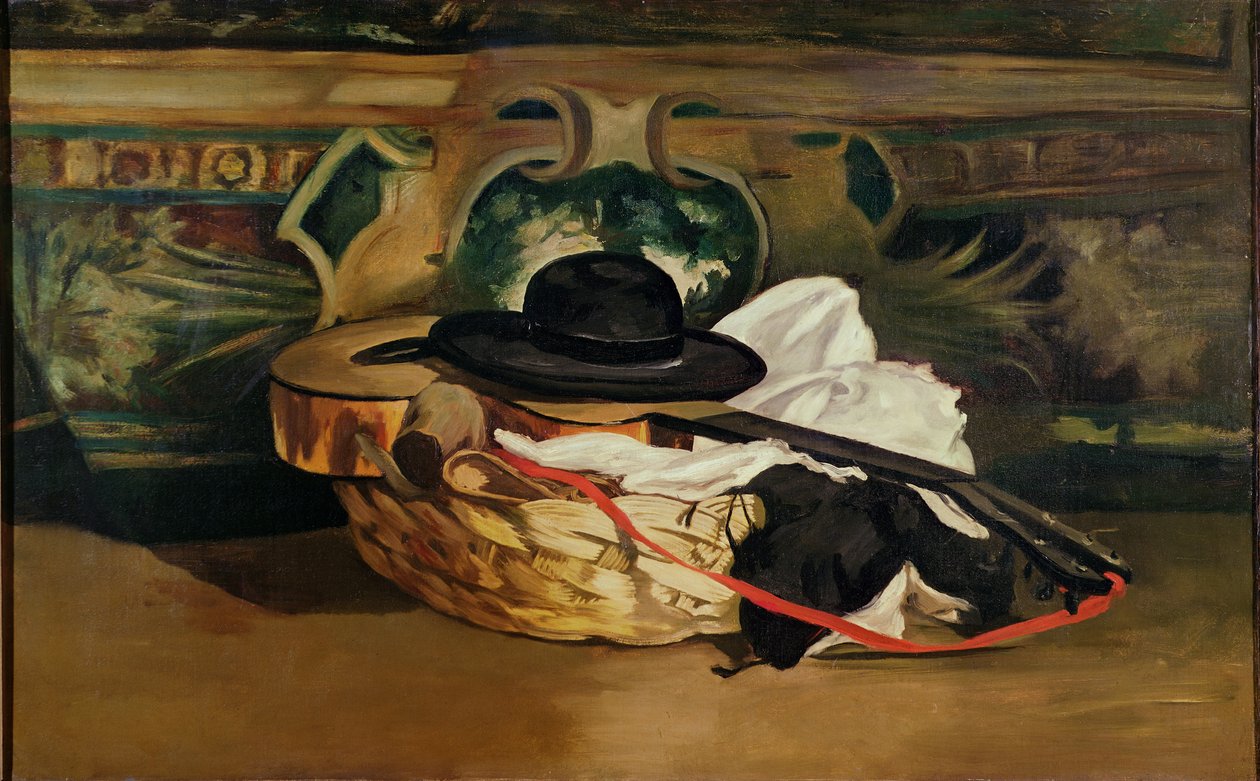 Stilleben: gitarr och sombrero, 1862 av Édouard Manet