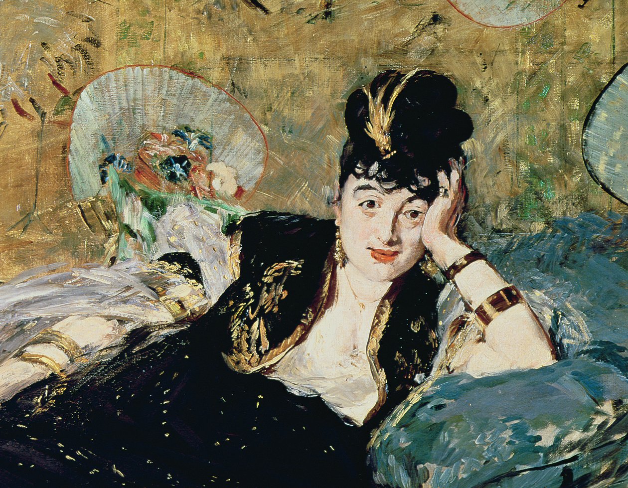The Lady with Fans, Portrait of Nina de Callias, ca 1873-74 (detalj av 42292) av Édouard Manet