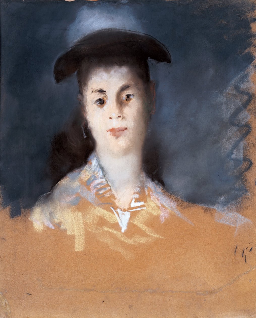 Woman Wearing a Hat with Silk Gauze av Édouard Manet