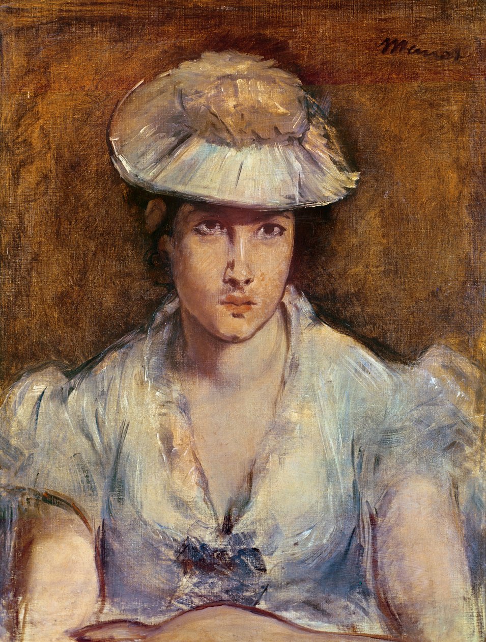 Ung flicka klädd i vitt eller Marguerite Gauthier-Lathuille, ca 1878 av Édouard Manet