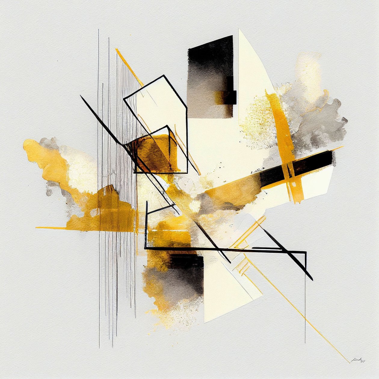 Abstrakta geometriska former, akvarellmålning, print on demand av F. Abderrahim