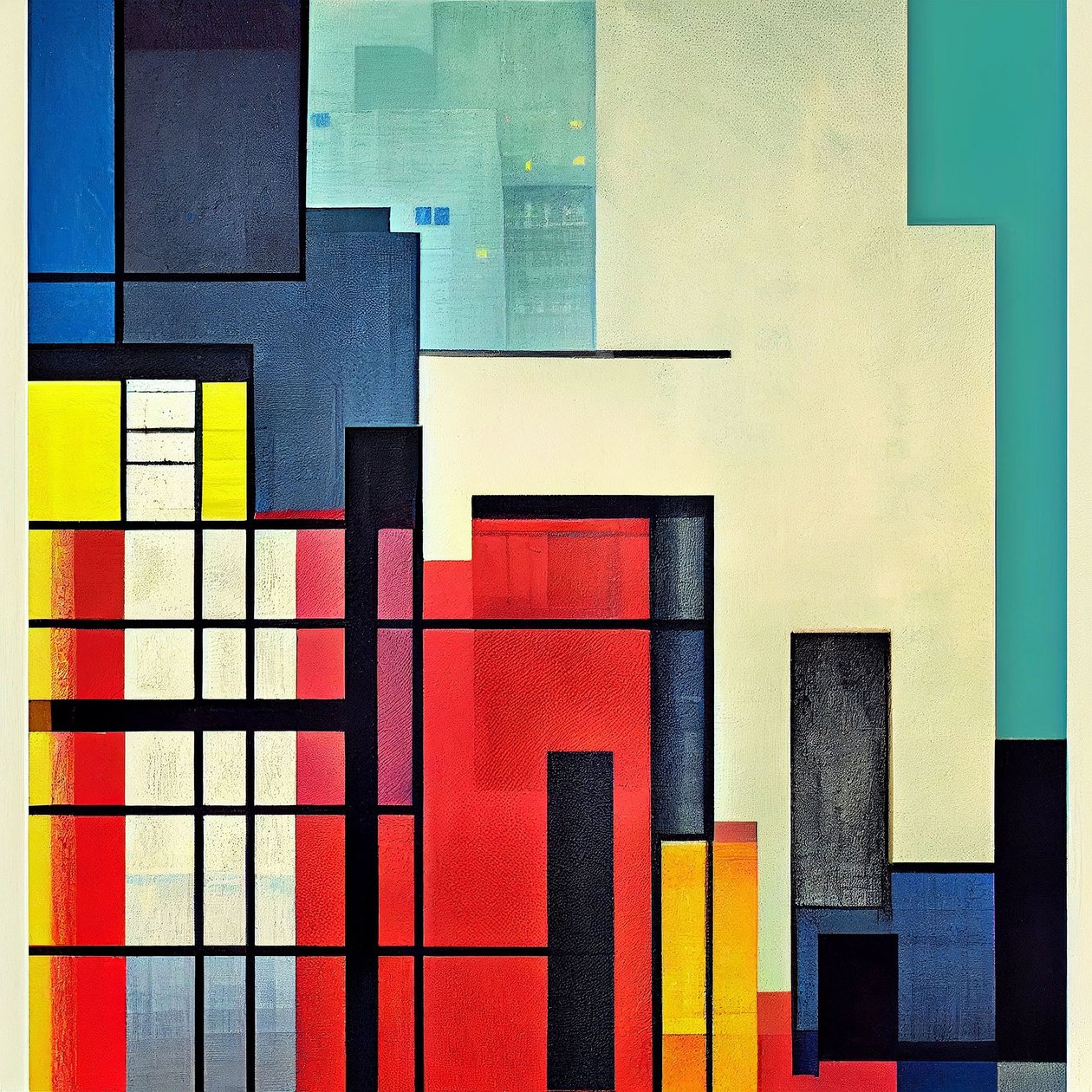 Arkitektoniska geometriska abstraktioner på canvas , väggkonst av F. Abderrahim