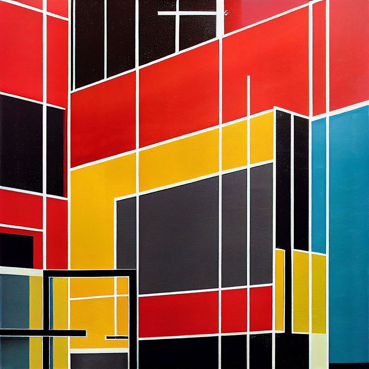 Geometriska arkitektoniska former målning på duk, väggkonsttryck av F. Abderrahim