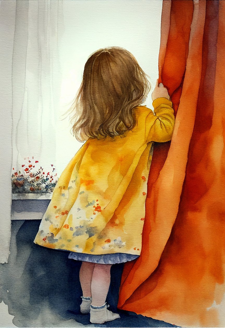 Liten flicka leker Hide, Wall Art | Canvastavlor av F. Abderrahim